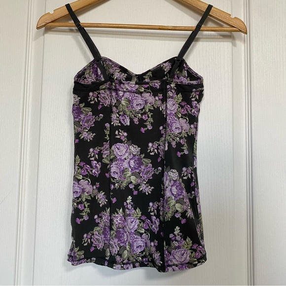 Aritzia Talula Black & Purple Bustier Floral Tank/Camisole Top Size S - Picture 6 of 10